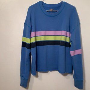 Blue Fleece Sweatshirt with Stripes